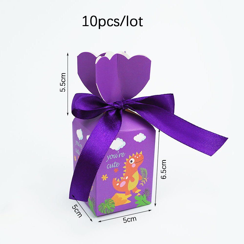 NEW 10Pcs Cartoon Dinosaur Candy Box Gift Box Paper Boxes for Birthday Party Kid Birthday Decorations Jungle Party Supplies