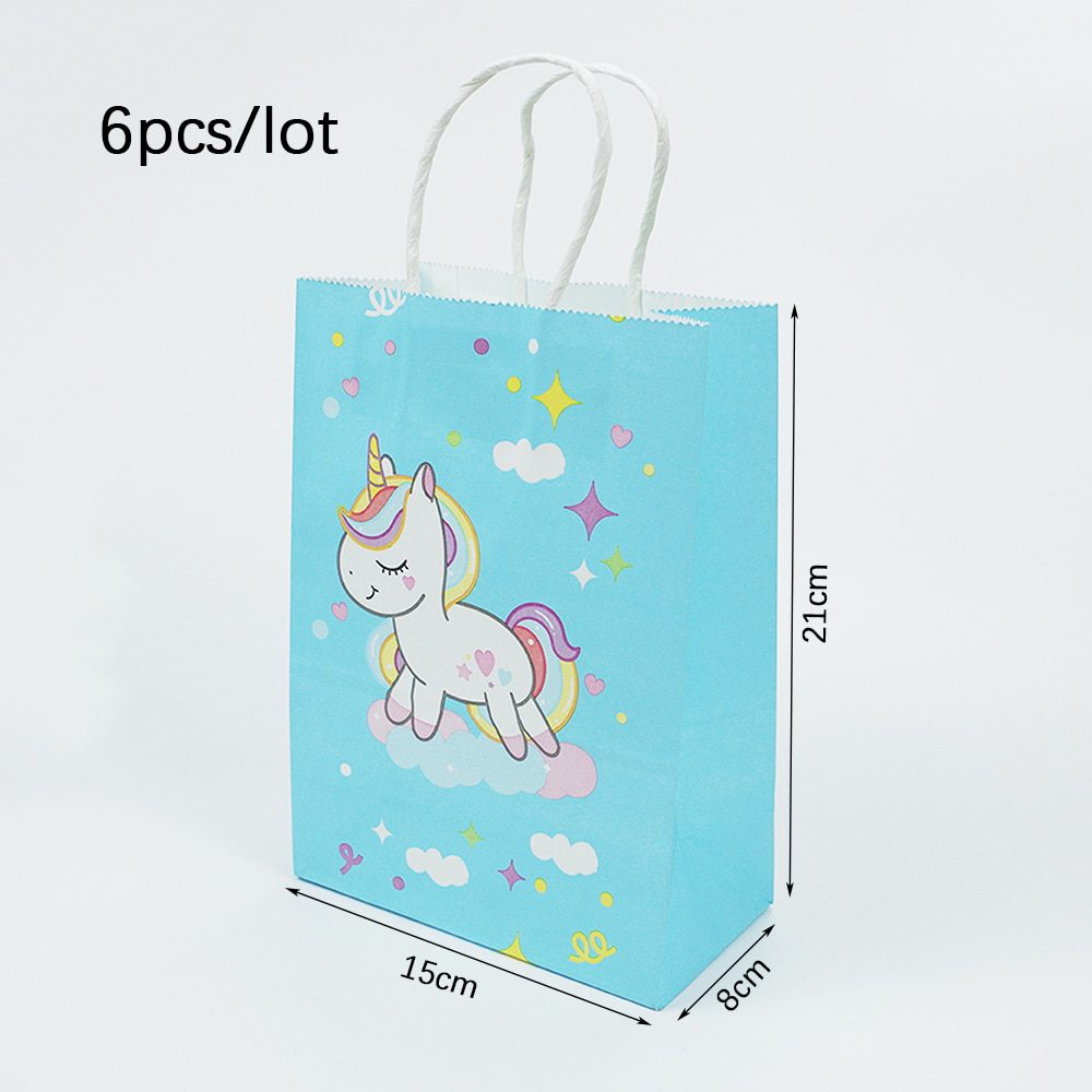 NEW 6pcs Unicorn Paper Gift Bag Unicorn Birthday Party Gift Wrapping Bag of Sweet Birthday Party Decoration Supplies Kid Birthda