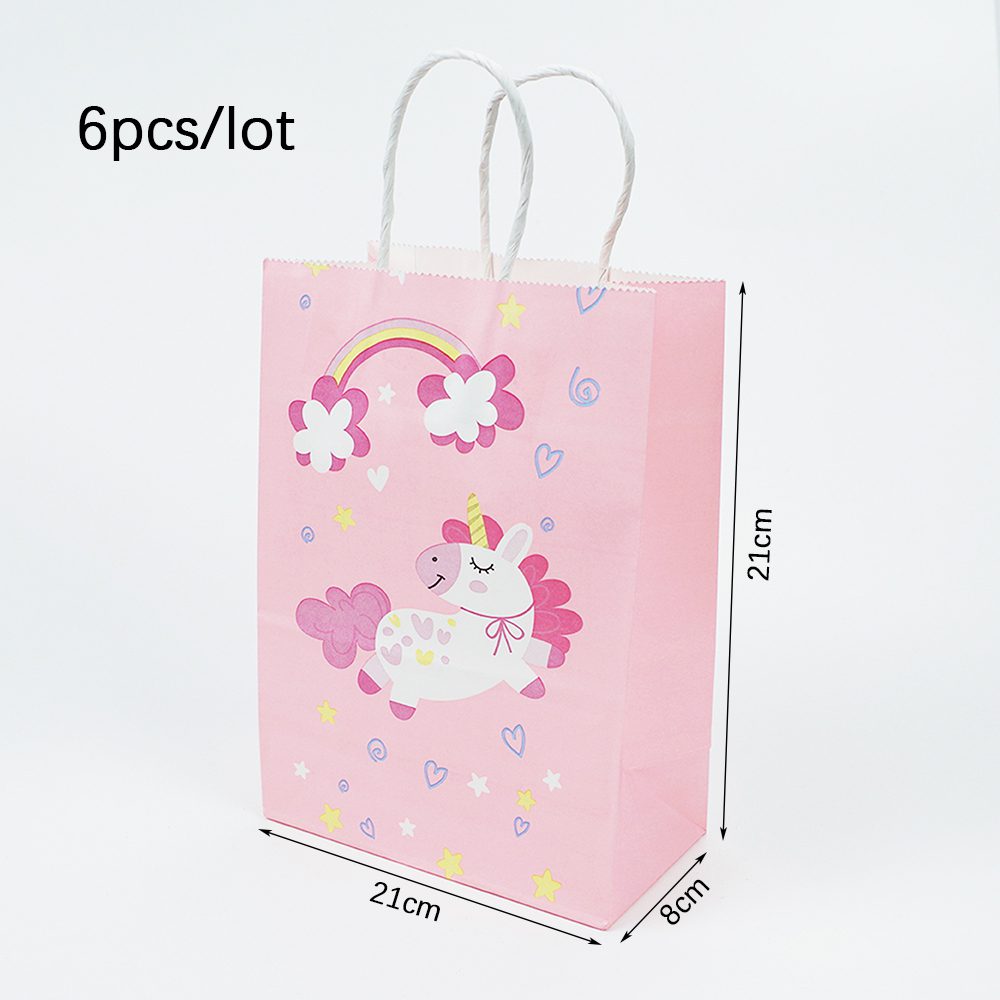 NEW 6pcs Unicorn Paper Gift Bag Unicorn Birthday Party Gift Wrapping Bag of Sweet Birthday Party Decoration Supplies Kid Birthda