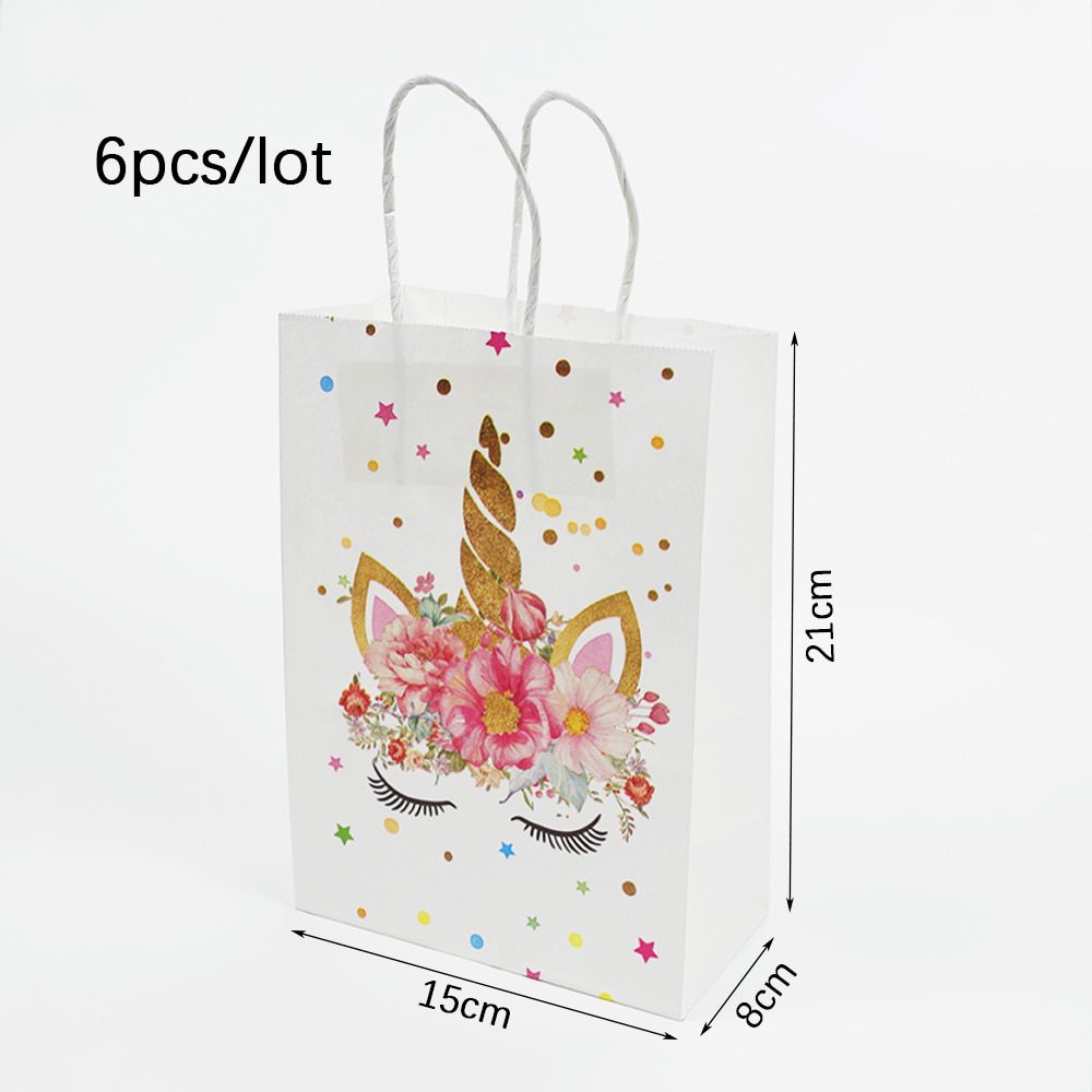 NEW 6pcs Unicorn Paper Gift Bag Unicorn Birthday Party Gift Wrapping Bag of Sweet Birthday Party Decoration Supplies Kid Birthda