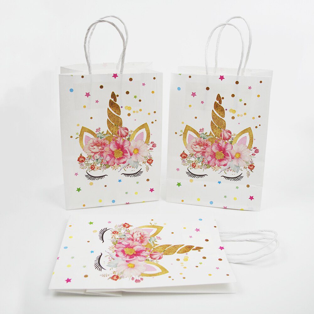 NEW 6pcs Unicorn Paper Gift Bag Unicorn Birthday Party Gift Wrapping Bag of Sweet Birthday Party Decoration Supplies Kid Birthda