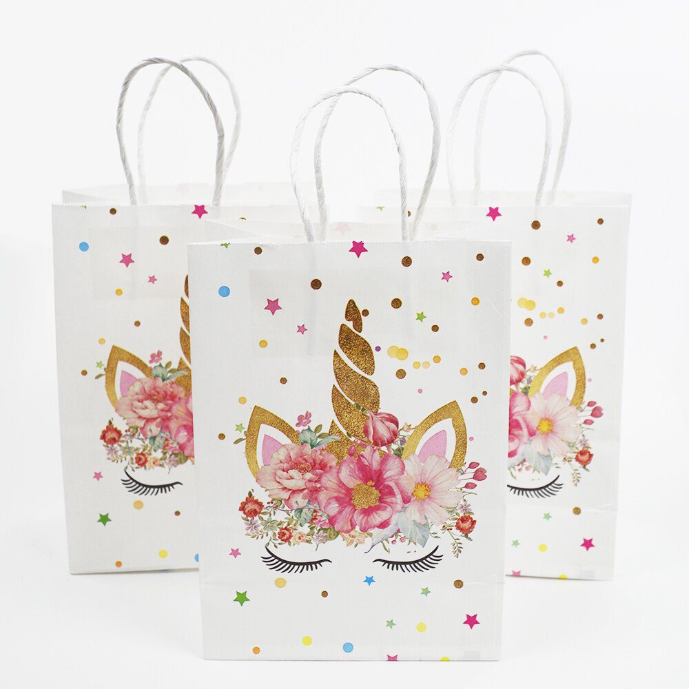 NEW 6pcs Unicorn Paper Gift Bag Unicorn Birthday Party Gift Wrapping Bag of Sweet Birthday Party Decoration Supplies Kid Birthda