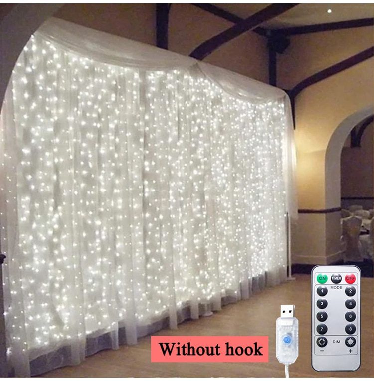 NEW 3m 100/200/300 LED Curtain String Light Garland Wedding Party Decorations Table Bachelorette Birthday Ramadan Festoon Backgr