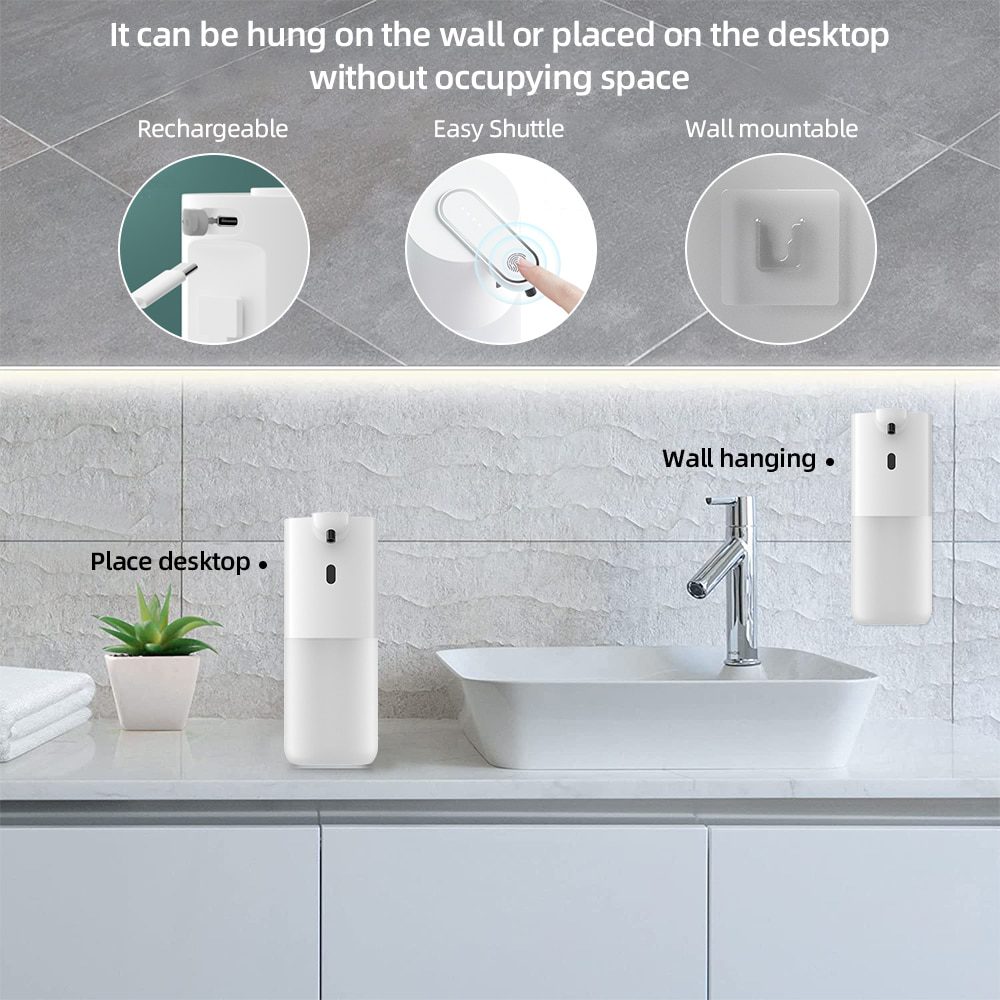 NEW Automatic Foam Liquid Soap Dispenser Wall Mount Digital Rechargeable Sensor Touchless Hand Sanitizer Machine for Bathroom