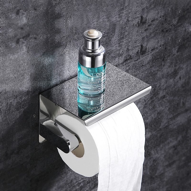 NEW Stainless Steel Toilet Paper Holder Bathroom Wall Mount WC Paper Phone Holder Shelf Towel Roll shelf Accessories