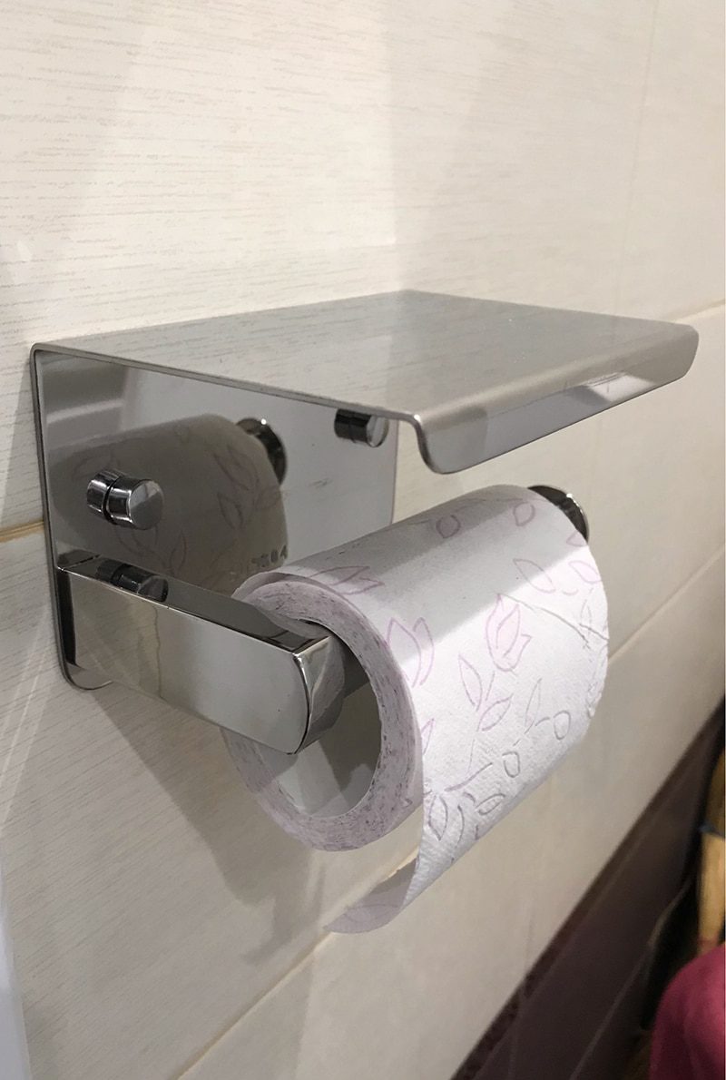 NEW Stainless Steel Toilet Paper Holder Bathroom Wall Mount WC Paper Phone Holder Shelf Towel Roll shelf Accessories