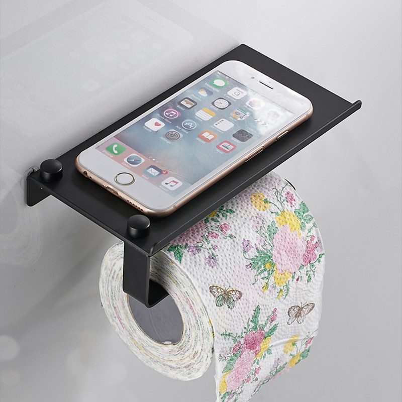 NEW Stainless Steel Toilet Paper Holder Bathroom Wall Mount WC Paper Phone Holder Shelf Towel Roll shelf Accessories