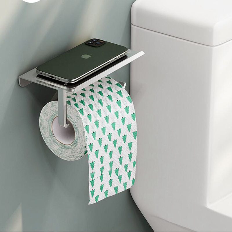 NEW Stainless Steel Toilet Paper Holder Bathroom Wall Mount WC Paper Phone Holder Shelf Towel Roll shelf Accessories