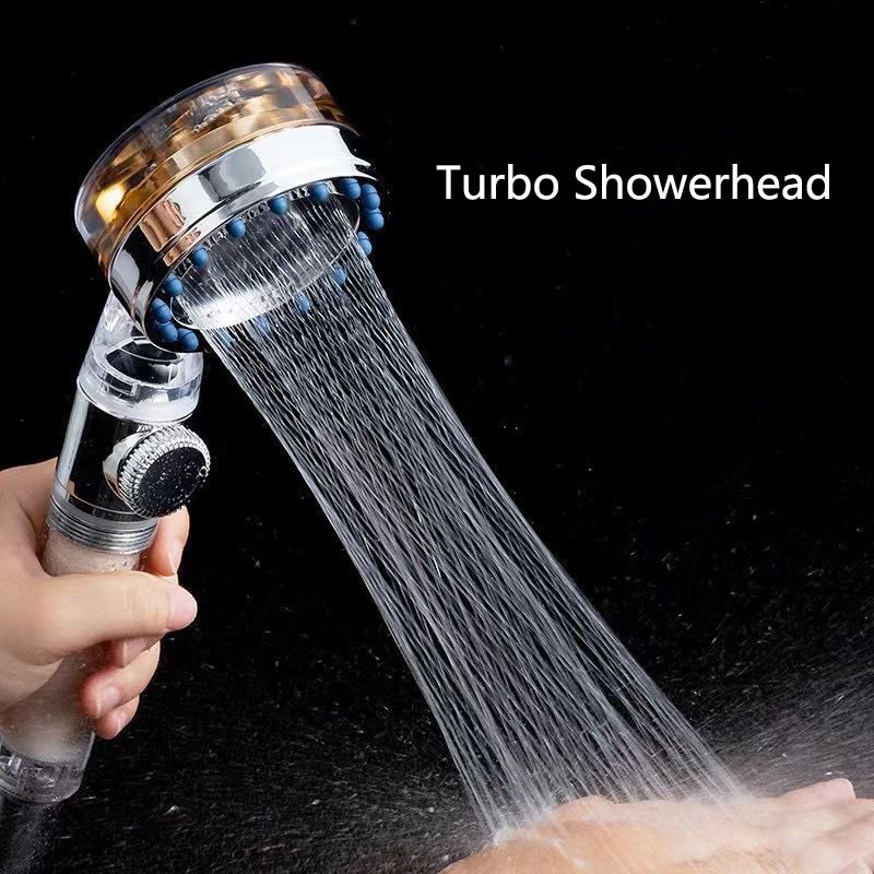 NEW 2021 Pressurized Nozzle Turbo Shower Head One-Key Stop Water Saving High Pressure Shower Head Magic Water Line Bathroom Acce