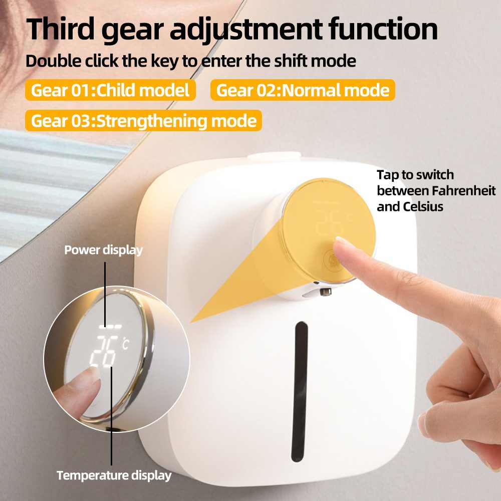 NEW Foam Liquid Soap Dispenser with Temperature Digital Rechargeable Sensor Touchless Hand Sanitizer Machine for Bathroom