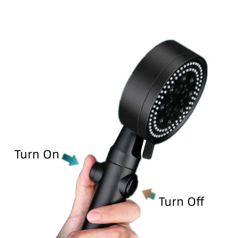 NEW Modes Water Saving Shower Head  Black Adjustable High Pressure Shower One-key Stop Water Massage Shower Head For Bathroom