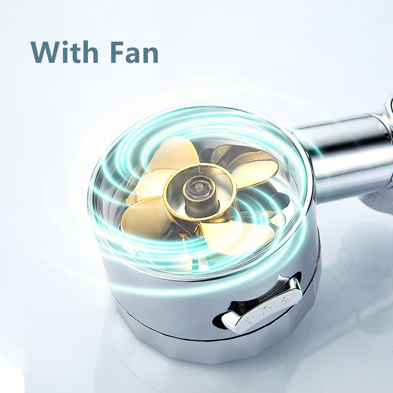 NEW 3 Mode Turbo Shower Head Water Saving Flow Adjust With Small Fan Filter ABS Rain High Pressure spray Nozzle Bathroom Accesso