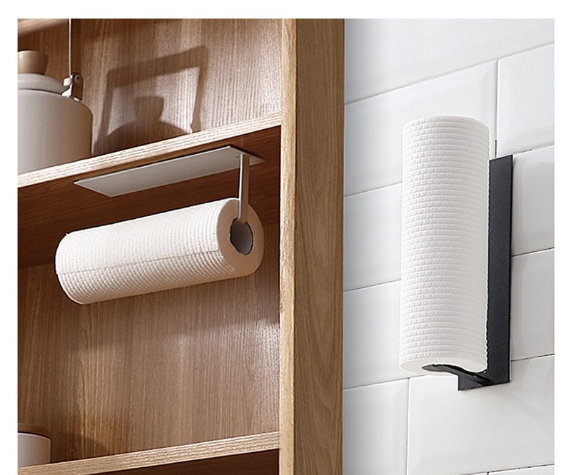 NEW Paper Holders Bathroom Shelves Non Perforated Paper Towel Holder Toilet Hanger Holder Fresh Film Storage Rack Wall Hanging S