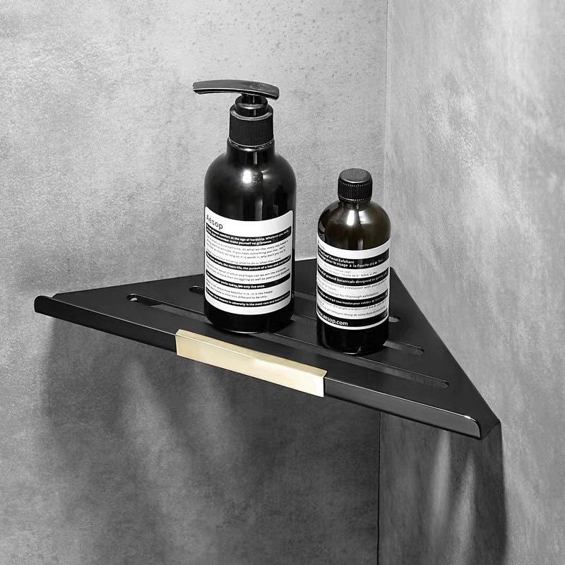 NEW SUS304 Bathroom Shelves Black Wall Mount Shampoo Storage Holder Bathroom Corner Shelf Kitchen Storage Bathroom Accessories