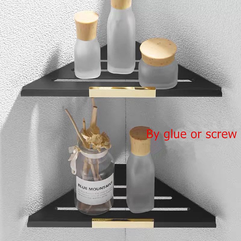 NEW SUS304 Bathroom Shelves Black Wall Mount Shampoo Storage Holder Bathroom Corner Shelf Kitchen Storage Bathroom Accessories