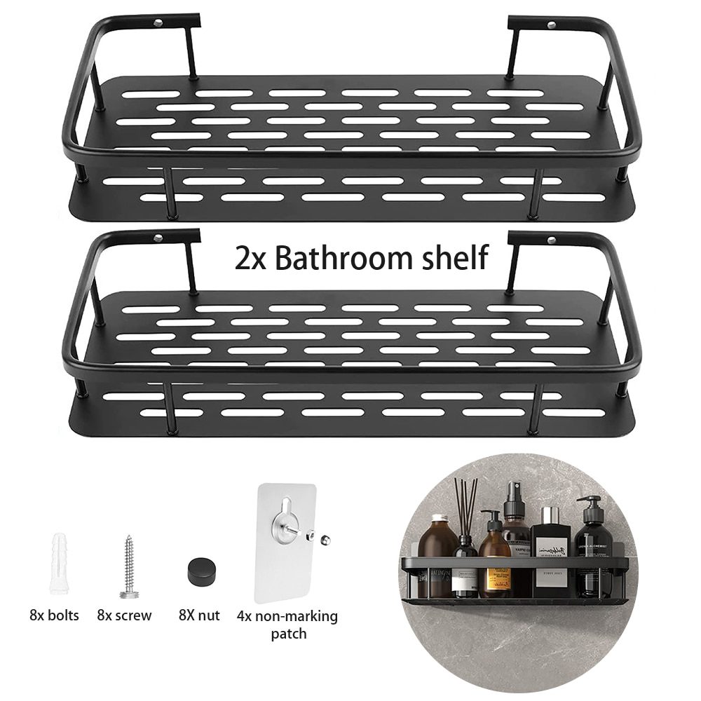 NEW Bathroom Shelf Stainless Steel Bathroom Storage Punch-Free Firm Shower Kitchen Fitted Storage Organizer Rack Bathroom Organi