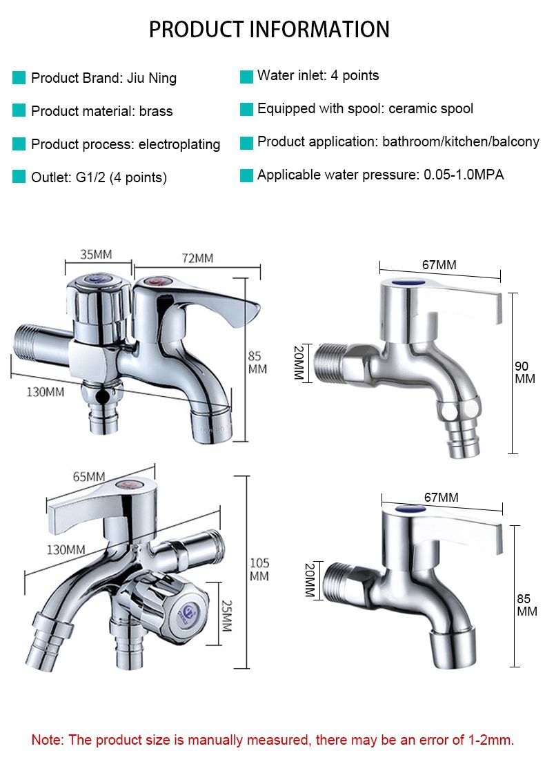 NEW Washing Machine Faucet Double Water Outlet Tap Machine Mop Pool Taps Outdoor Garden Bibcock Bidet Faucet Bathroom Accessorie