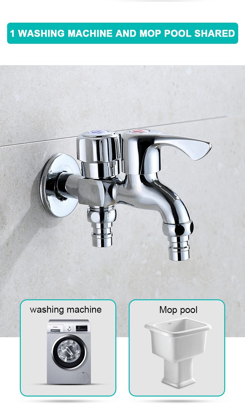 NEW Washing Machine Faucet Double Water Outlet Tap Machine Mop Pool Taps Outdoor Garden Bibcock Bidet Faucet Bathroom Accessorie