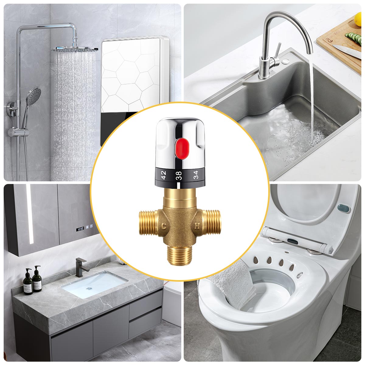 NEW Bathroom Shower Faucet Brass Thermostatic Mixer Valve Static Pipe Thermostat Faucets Water Temperature Control Bidet Shower