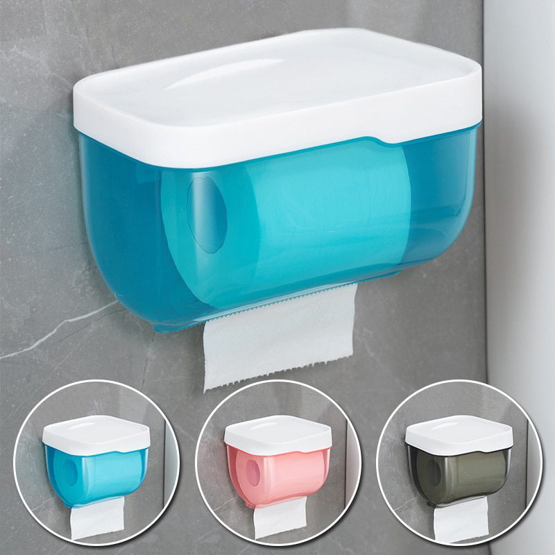 NEW Wall Mounted Toilet Paper Holder Waterproof Tray Roll Tube For Toilet Mobile Phone Storage Shelf Tray Tissue Shelf Bathroom