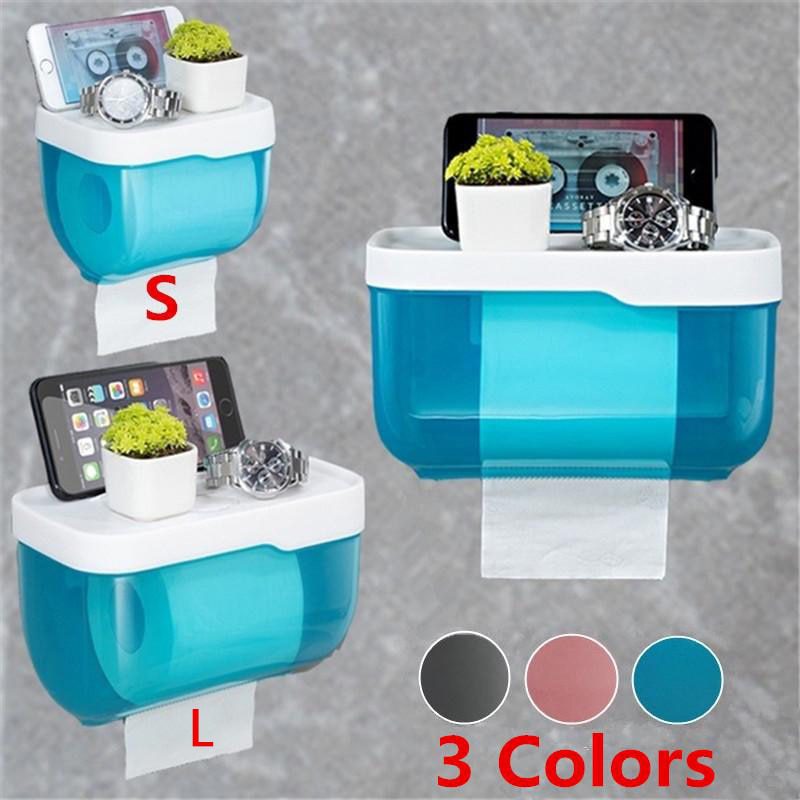 NEW Wall Mounted Toilet Paper Holder Waterproof Tray Roll Tube For Toilet Mobile Phone Storage Shelf Tray Tissue Shelf Bathroom