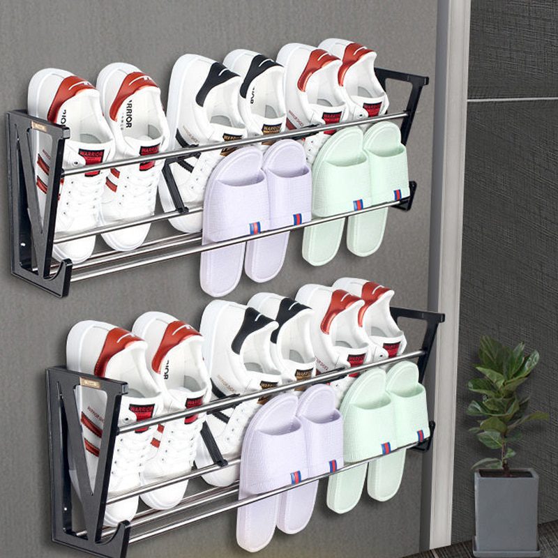 NEW Shoe Organizer Bathroom Slippers Rack Door Dormitory Wall Racks Space Saving Rack Wall-Mounted Shoes Storage Artifact Shoe-S