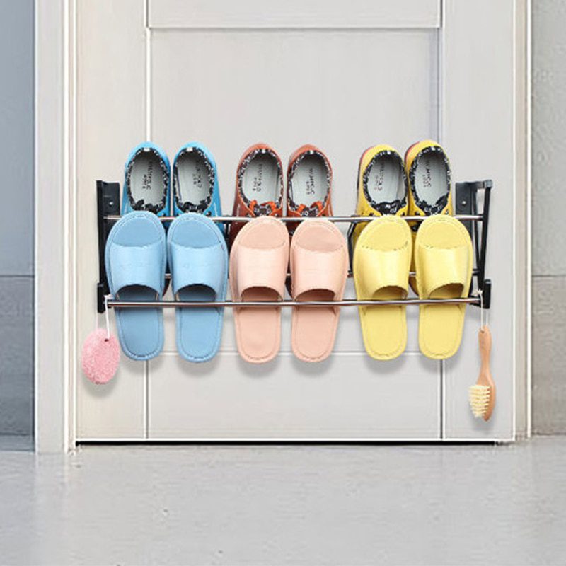 NEW Shoe Organizer Bathroom Slippers Rack Door Dormitory Wall Racks Space Saving Rack Wall-Mounted Shoes Storage Artifact Shoe-S