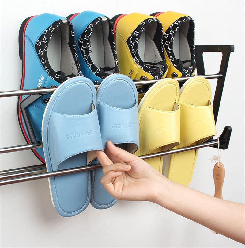 NEW Shoe Organizer Bathroom Slippers Rack Door Dormitory Wall Racks Space Saving Rack Wall-Mounted Shoes Storage Artifact Shoe-S