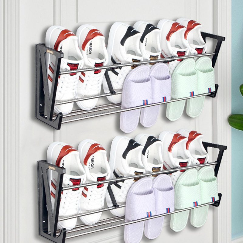 NEW Shoe Organizer Bathroom Slippers Rack Door Dormitory Wall Racks Space Saving Rack Wall-Mounted Shoes Storage Artifact Shoe-S