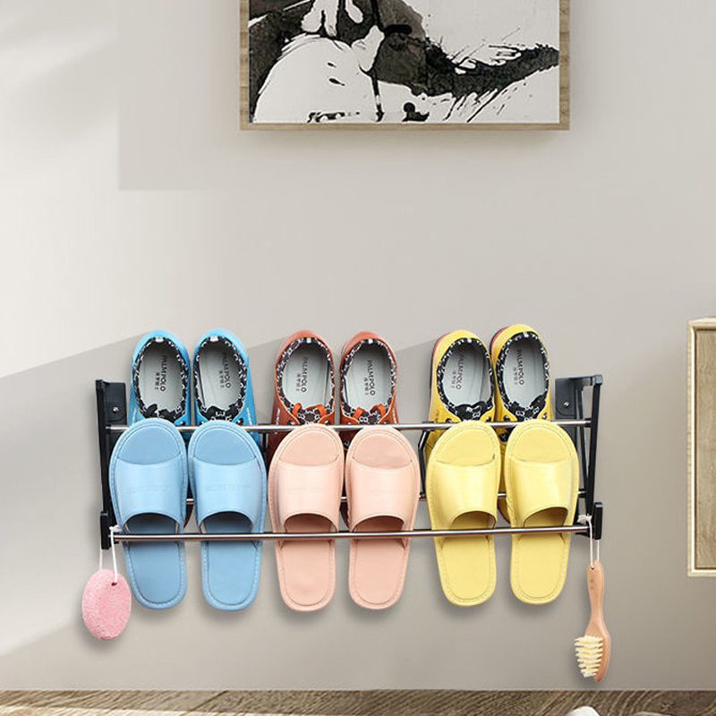 NEW Shoe Organizer Bathroom Slippers Rack Door Dormitory Wall Racks Space Saving Rack Wall-Mounted Shoes Storage Artifact Shoe-S