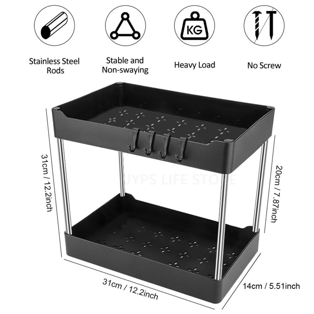 NEW 1/2 Pcs Under Sink Storage Organizer 2 Tier Drawer Multipurpose Rack Cabinet Under Sink Storage Rack Bathroom Kitchen Organi