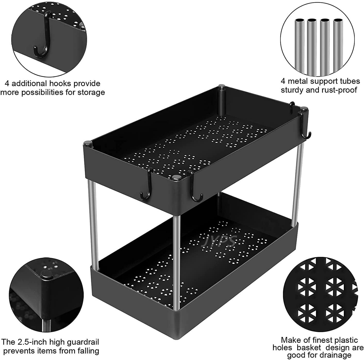 NEW 1/2 Pcs Under Sink Storage Organizer 2 Tier Drawer Multipurpose Rack Cabinet Under Sink Storage Rack Bathroom Kitchen Organi