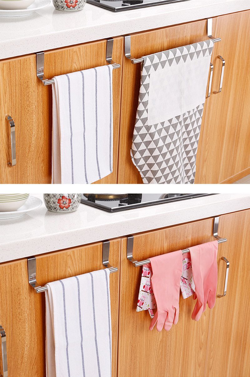 NEW Rack Rag Rack Shelf Hanger Kitchen Cabinet Door Hanging Organizer Towel Stand Rack Stainless Steel Bathroom Towel Holder