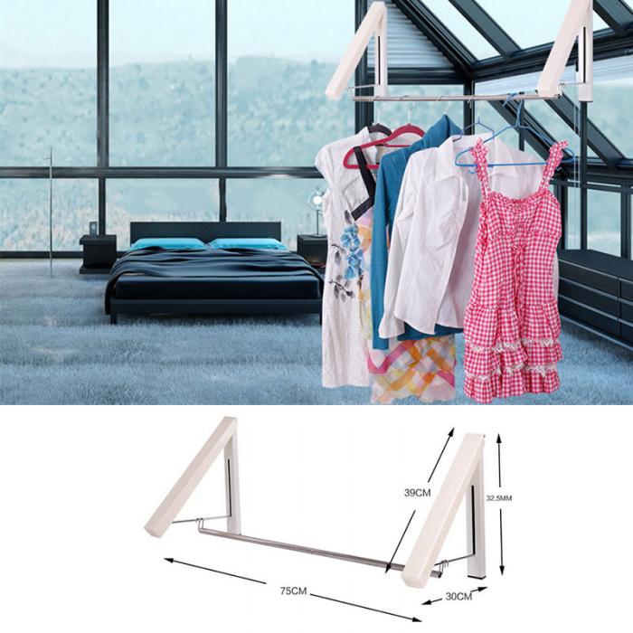 NEW Bathroom Wall Mounted Home Clothes Hanger Folding Retractable Drying Rack Adjustable Laundry Multifunction Indoor Punch Free