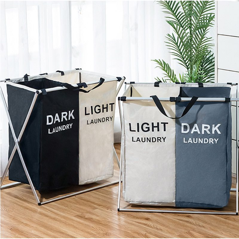 NEW Dirty Clothes Waterproof Storage Basket Three Grid Organizer Home bathroom Collapsible Large Laundry Hamper Basket Drop ship