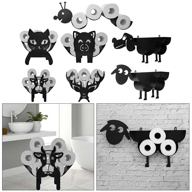 NEW Funny Metal Iron Animal Shape Decorative Toilet Paper Racks Free Standing Bathroom Tissue Storage Roll Paper Holder Accessor