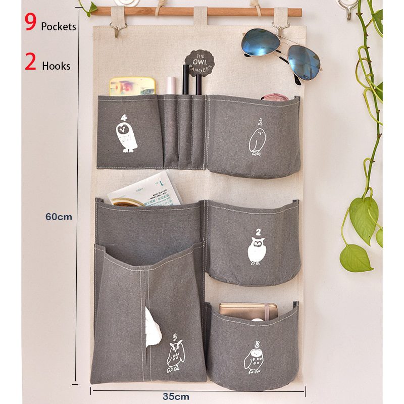 NEW Saving Space 9 Pockets Home Wall Hanging Organizer Storage Toys Paper Tissues Glasses Bedroom Bathroom Organizer Container