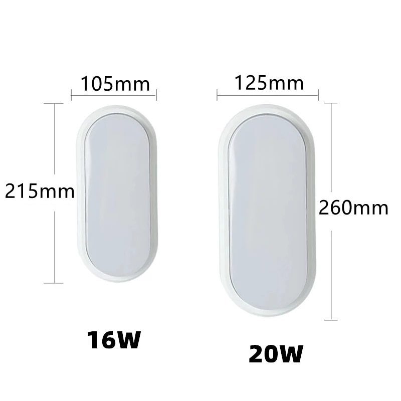 NEW 16W 20W Modern LED Moistureproof Wall Lamp Bathroom Porch Ceiling Sconce Aisle Indoor Outdoor Surface Mounted Oval Wall Ligh