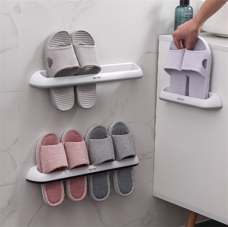 NEW Wall-mounted Bathroom Shelf Shoe Rack Door Hanging Shoes Holder Organizer Towel Bar Shelf Rack Holder Bathroom Accessories