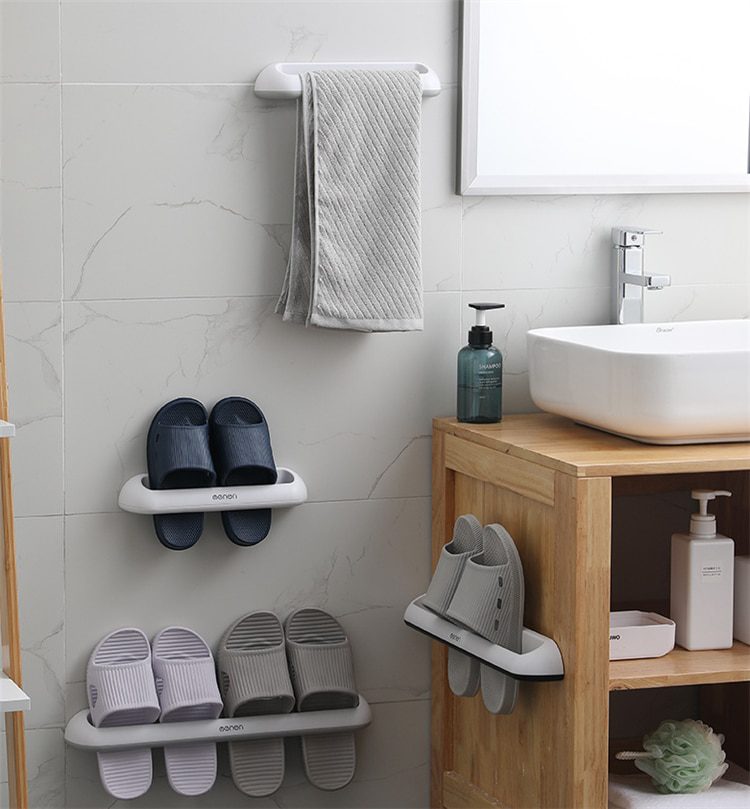 NEW Wall-mounted Bathroom Shelf Shoe Rack Door Hanging Shoes Holder Organizer Towel Bar Shelf Rack Holder Bathroom Accessories