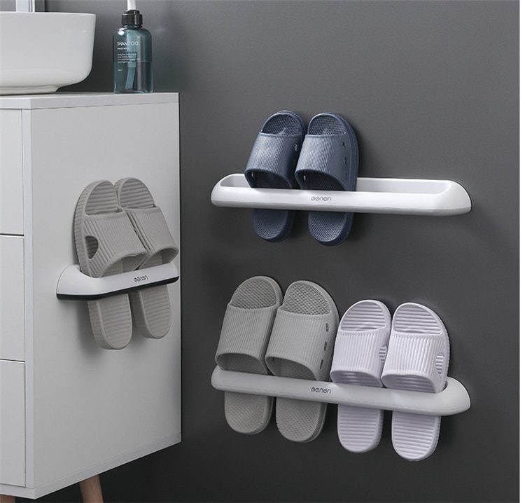 NEW Wall-mounted Bathroom Shelf Shoe Rack Door Hanging Shoes Holder Organizer Towel Bar Shelf Rack Holder Bathroom Accessories