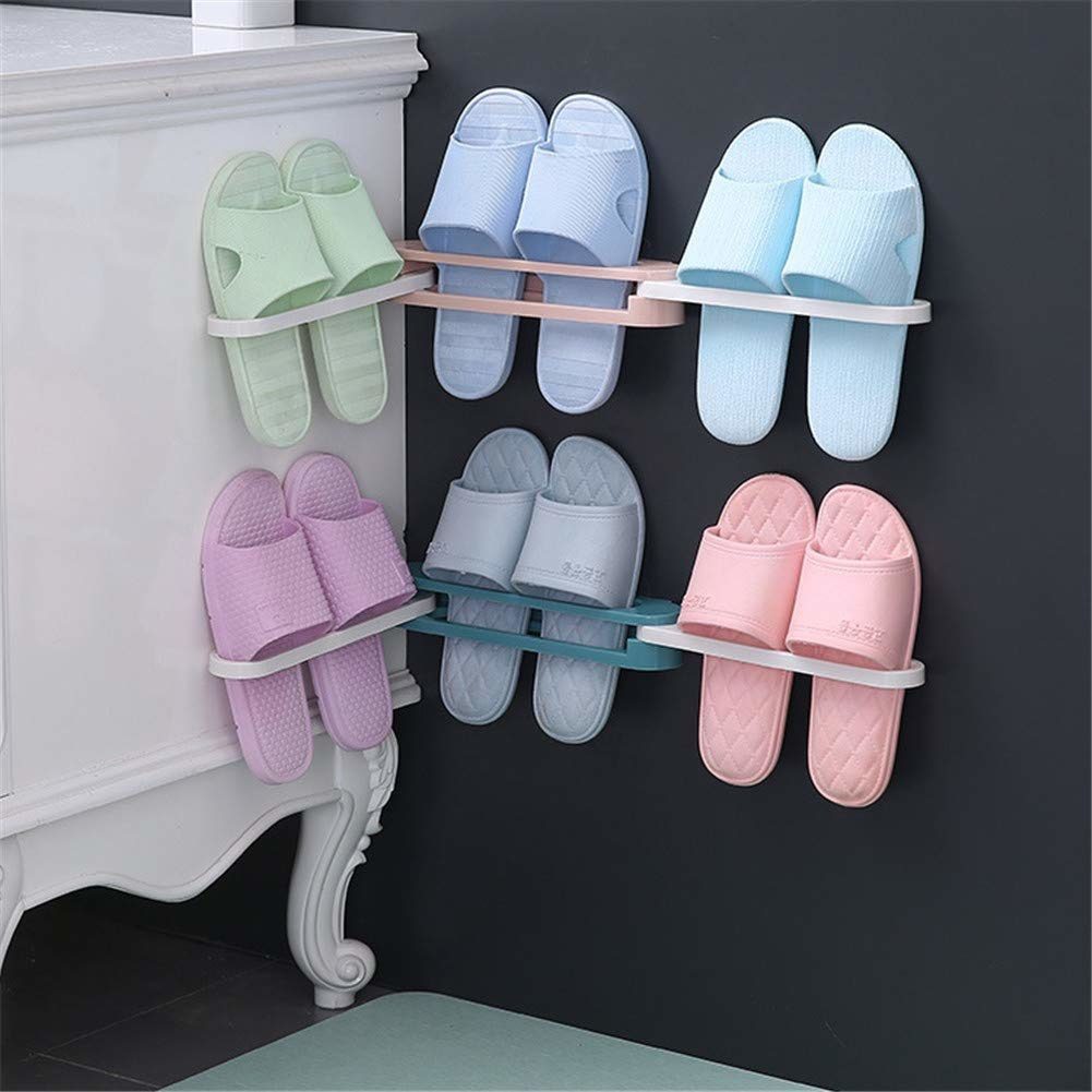 NEW Bathroom Slippers Rack Wall Mounted Shoe Organizer Rack Folding Slippers Holder Shoes Hanger Self Adhesive Storage Towel Rac