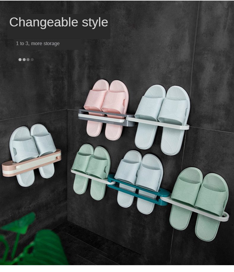 NEW Bathroom Slippers Rack Wall Mounted Shoe Organizer Rack Folding Slippers Holder Shoes Hanger Self Adhesive Storage Towel Rac