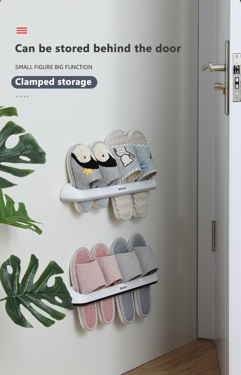 NEW WIKHOSTAR Bathroom Slipper Rack Wall-Mounted Shoe Storage Rack Hanging Shoes Organizer Multifunctional Bathroom Towel Shelf