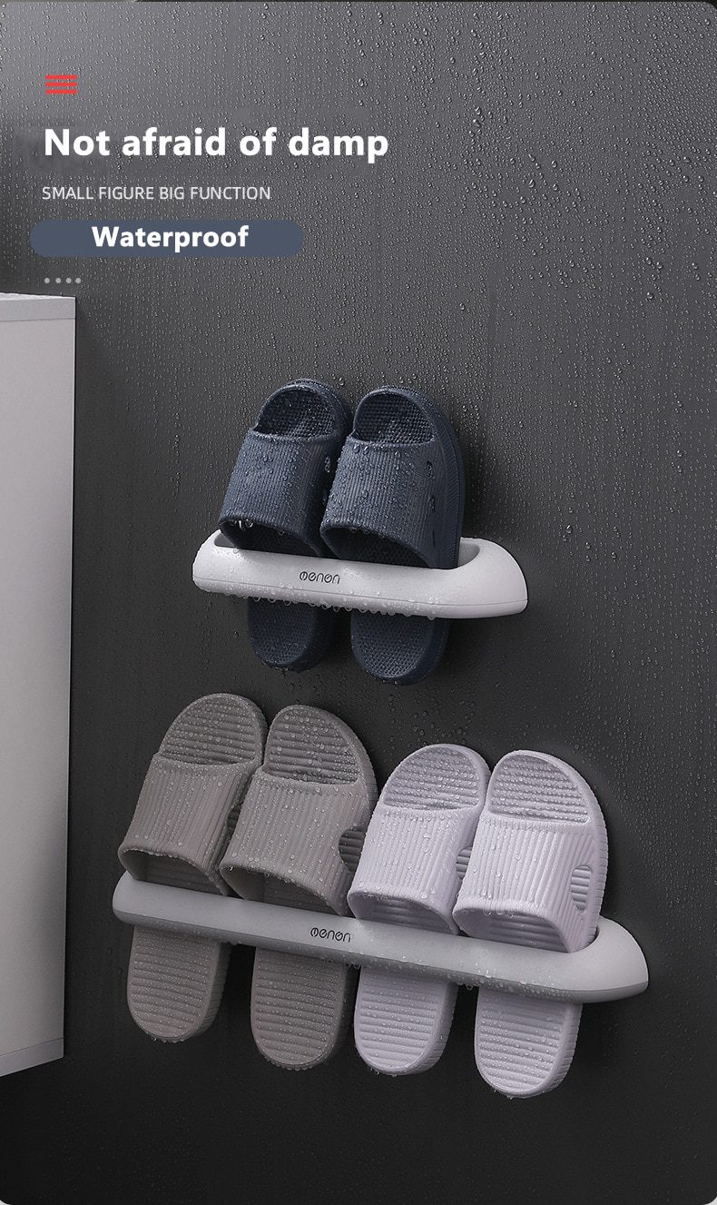 NEW WIKHOSTAR Bathroom Slipper Rack Wall-Mounted Shoe Storage Rack Hanging Shoes Organizer Multifunctional Bathroom Towel Shelf