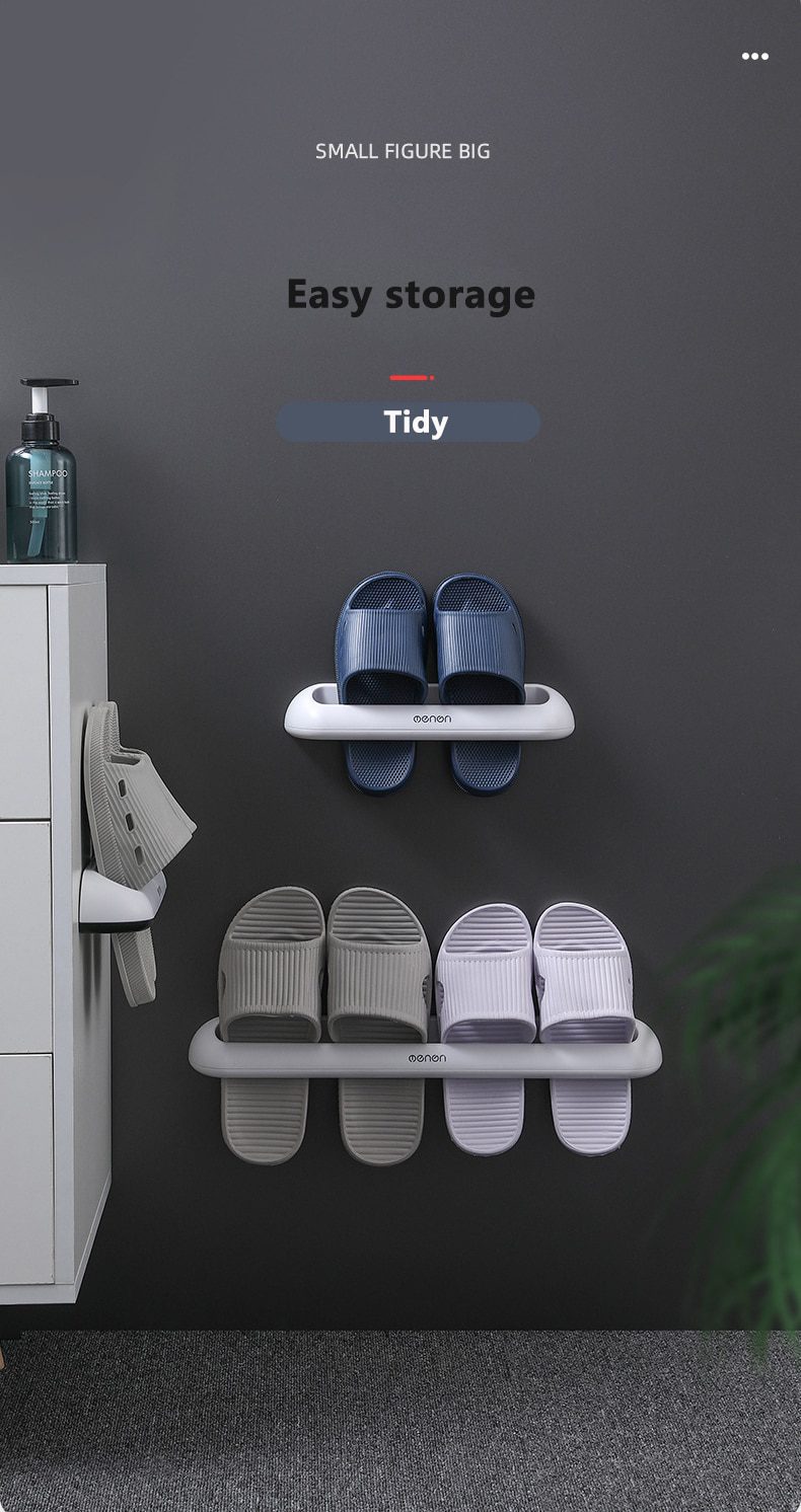 NEW WIKHOSTAR Bathroom Slipper Rack Wall-Mounted Shoe Storage Rack Hanging Shoes Organizer Multifunctional Bathroom Towel Shelf