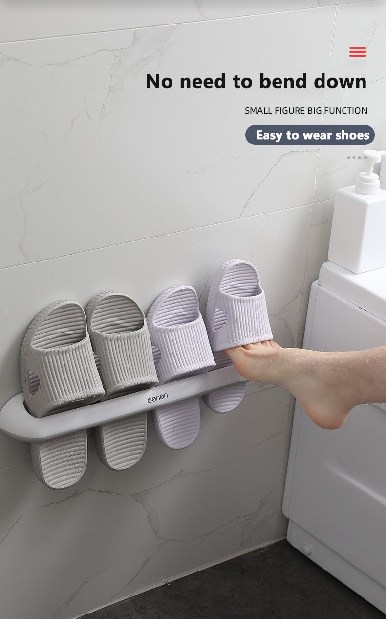 NEW WIKHOSTAR Bathroom Slipper Rack Wall-Mounted Shoe Storage Rack Hanging Shoes Organizer Multifunctional Bathroom Towel Shelf