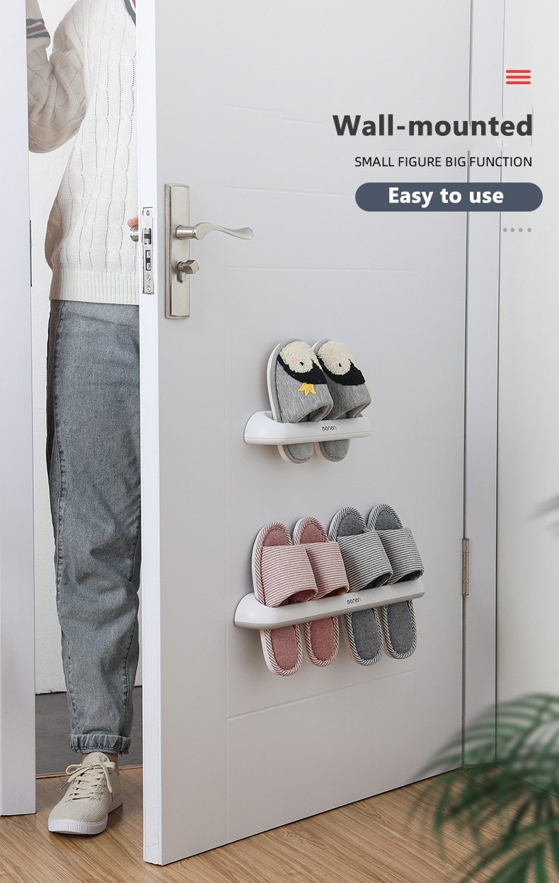 NEW WIKHOSTAR Bathroom Slipper Rack Wall-Mounted Shoe Storage Rack Hanging Shoes Organizer Multifunctional Bathroom Towel Shelf