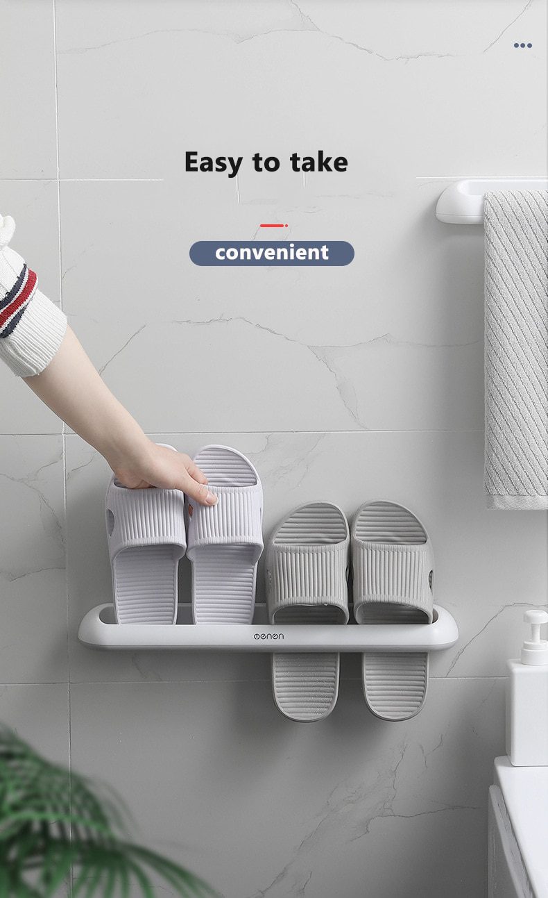 NEW WIKHOSTAR Bathroom Slipper Rack Wall-Mounted Shoe Storage Rack Hanging Shoes Organizer Multifunctional Bathroom Towel Shelf