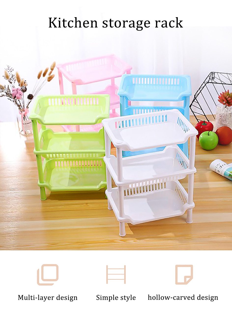 NEW 3-Layers Kitchen Storage Rack Shelve Plastic Assembled Sundries Food Shelf Dish Holder Bathroom Organizer Cocina Accessories